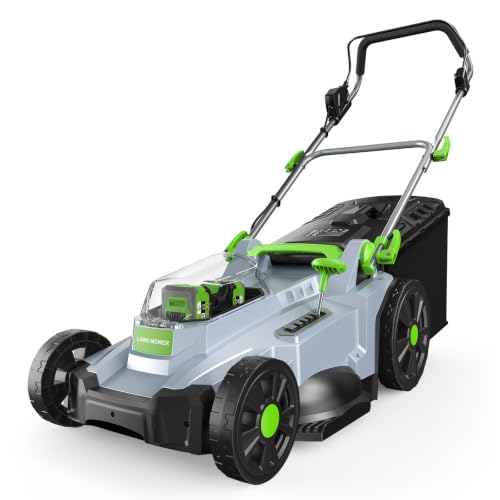 Cordless Lawn Mower, 17 in Walk...