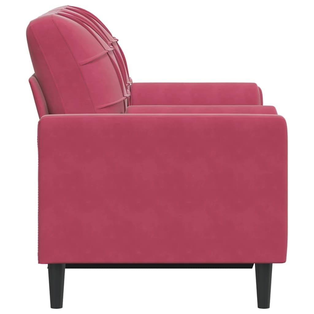 Canapé 2 places en velours rouge vin avec coussin décoratif de 120 cm de large, cadre en métal, housses amovibles, rembourrage confortable, meuble de salon moderne pour chambre d'amis et salon
