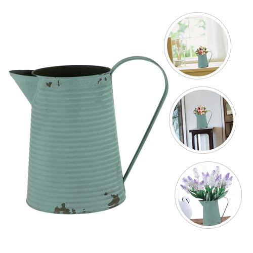 Vase ferme vintage métal SEWACC : pot de fleurs et pichet champêtre