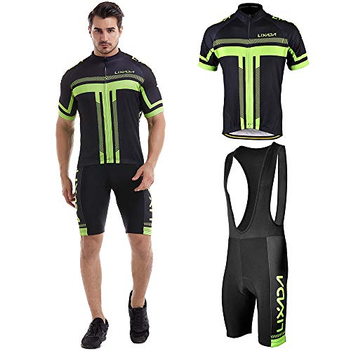 Camisas de ciclismo,mewmewcat Camisa de ciclismo de manga curta masculina acolchoada Bib conjunto cu