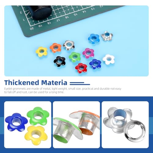 Glarks 402pcs 5MM(3/16in) Flower Eyelets Grommet Set, 10 Colors Metal Flowers Eyelets with 2pcs Install Tool Kit for Shoe Eyelets, Belt, Bags and Other Leather Project by GLARKS - Image 4