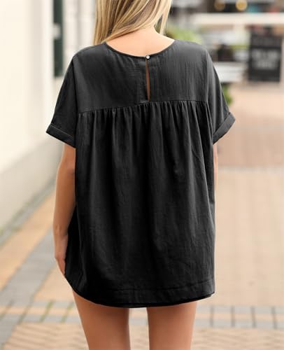 Tankaneo Womens Summer Babydoll Tops Casual Loose Fit Peplum Oversized Tunic Shirts4