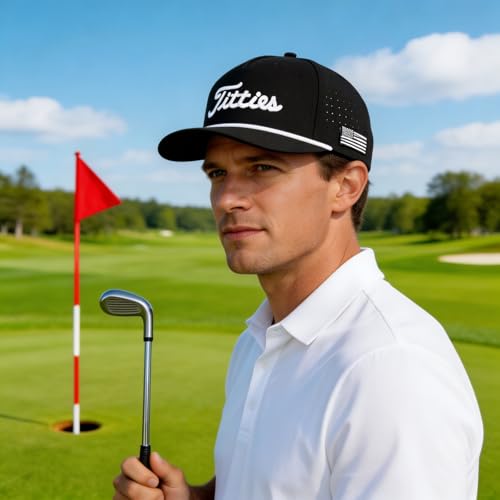 Image of Curves & Clubs Titties Golf Hat - Funny Golf Hat, Titties Hat - Funny American Hat - One-Size-Fits-All - Men's Gifts