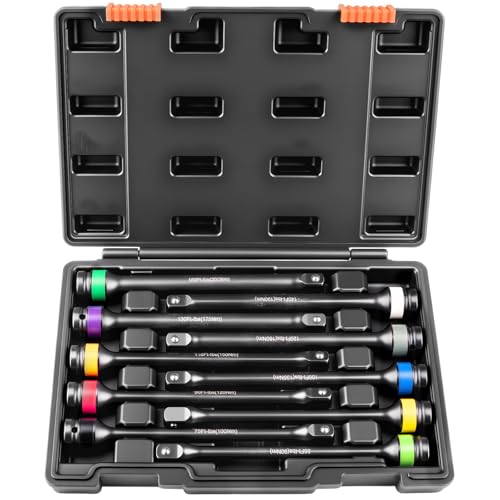Siapupy Torque Limiting Extension Bar Kit 10 Piece 1/2 Drive Torque Wrench Set with Color-Coded Torque Sticks (65-150 Ft-Lbs) Compatible with 1/2 Drive Tools for Lug Nuts Automotive Repair