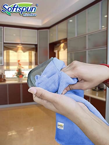Image of SOFTSPUN Microfiber Cloth (5 pcs - 40 x 60 cms - 340 GSM) Multi-Color, Super Soft Absorbent Cleaning Towels Cleans & Polishes Everything in Your Home.
