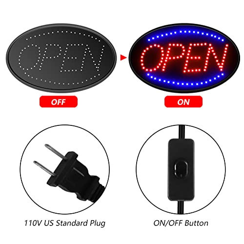Meetuled Led Neon Open Sign 23” X 14” Electronic Billboard Bright Advertising Board Window Display Sign Flashing And Steady Light With Hang Chain For Business #TOP5