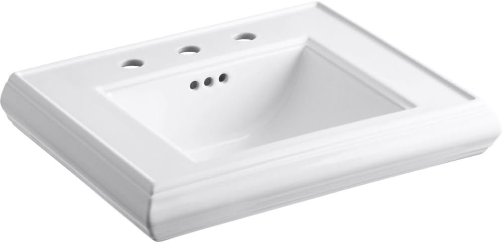 Kohler K-2239-8-0 Memoirs Pedestal Bathroom Sink Basin with 8" Centers, White