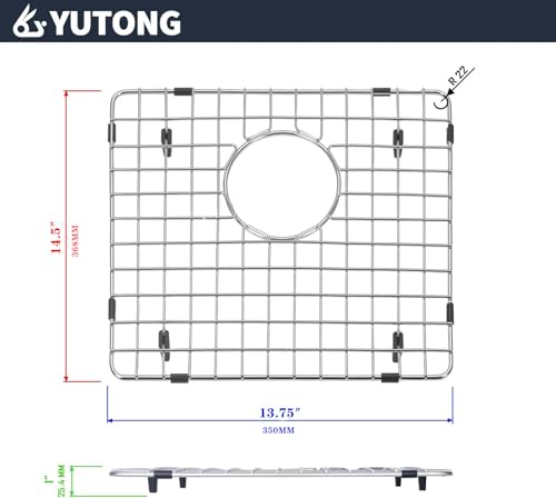 Yutong Kitchen Stainless Steel Sink Bottom Grid with Small Rounded Corner (13.75" x 14.5") by Yutong - Image 2