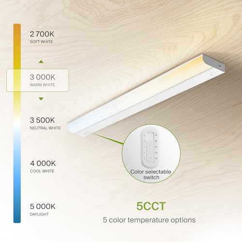 Image of ASD LED Under Cabinet Lighting Hardwired, 32 Inch 16W 2700K-5000K Selectable, 1436LM, CRI90+, Direct Wire Linkable Under Counter Lights for Kitchen, Dimmable Under Cabinet Lights, White, UL, 12 Pack