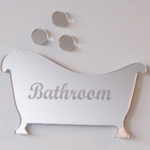 Engraved Bath & Bubbles Mirror Bathroom Door Sign - 12cm x 6cm - Cosy Home Interiors Engraved Bath & Bubbles Mirror Bathroom Door Sign - 12cm x 6cm - Image 3