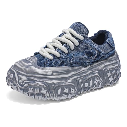 Mens Chunky Platform Fashion Sneakers Canvas Shoes Trendy Suitable for outings Casual Gatherings Walking