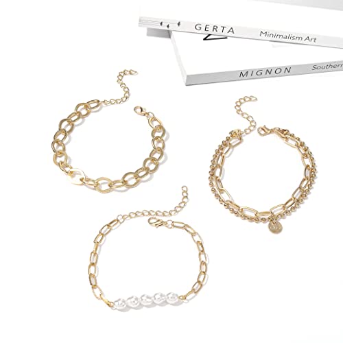 Branets Set di 4 braccialetti di perle stile