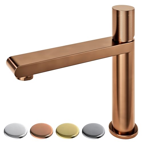 3Plus Bathroom Basin Mixer Tap - Stainless Steel - BRUSHED COPPER - Nordic Series - Luxurious Bathroom Tap for BASIN (STANDARD) - Elegant for your Vanity and Basin Taps Mixers Sink Faucet Tapware
