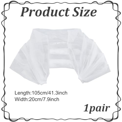 1Pc Bridal Tulle Shawl Detachable 41.3x7.9 Inch Adjustable Wedding Dress Straps Tulle Off Shoulders Tulles Bridal Straps Women Lace Shawl White for Wedding Dress Cloth Decoration2