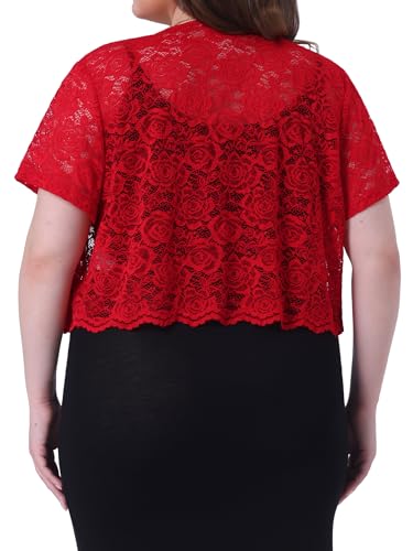 Image of Agnes Orinda Plus Size Bolero Shrugs for Women Lightweight Open Front Short Sleeve Cropped Lace Cardigan