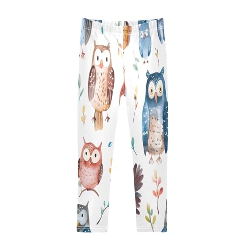 Toddler Girls Leggings Printed Yoga Pants Leggings Watercolor Owls for Kids