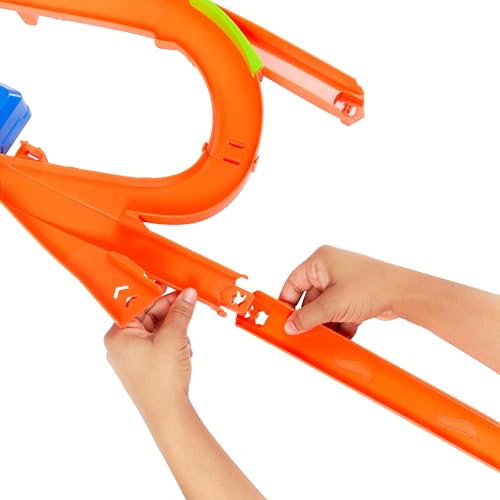 Image of Bundle of Hot Wheels Stunt Track Mid-Air Crash, Motorized Booster + Hot Wheels Track Creator Deluxe Pack, 25 Feet of Different Length Speed Snap Track & Connectors (Amazon Exclusive)