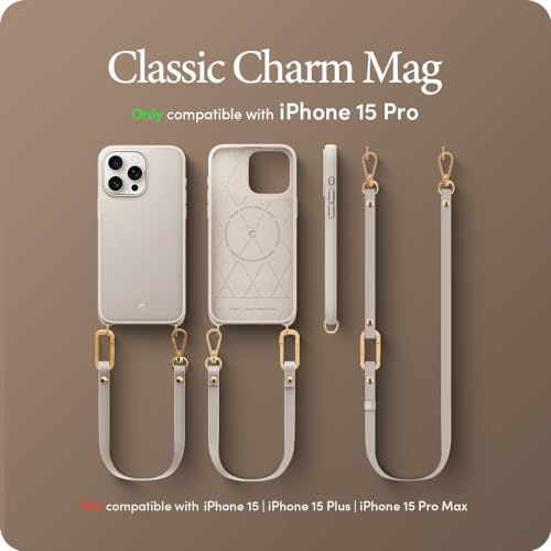 CYRILL Capa feminina clássica Charm Mag compatível com iPhone 15 Pro (2023), capa transversal de cou
