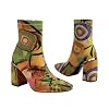vivianly Womens Square Toe Ankle Booties Chunky Heel Boots Side Zipper Patent Leather Mid-Calf Boots