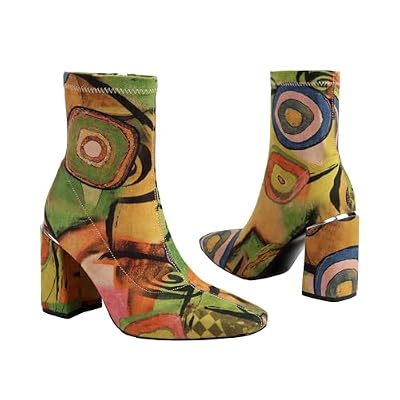vivianly Womens Square Toe Ankle Booties Chunky Heel Boots Side Zipper Patent Leather Mid-Calf Boots