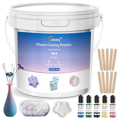 OSBANG Plaster Casting Powder 1000G/35 OZ Water Activated Fast Curing Plaster Casting Powder 20-30 Minutes Demold Easy Mixing & Beginners Friendly Casting Powder for Resin Molds Crafts & DIY Art