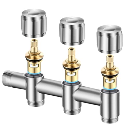 Grifo lavadora 3 vías de acero inoxidable con doble salida 8