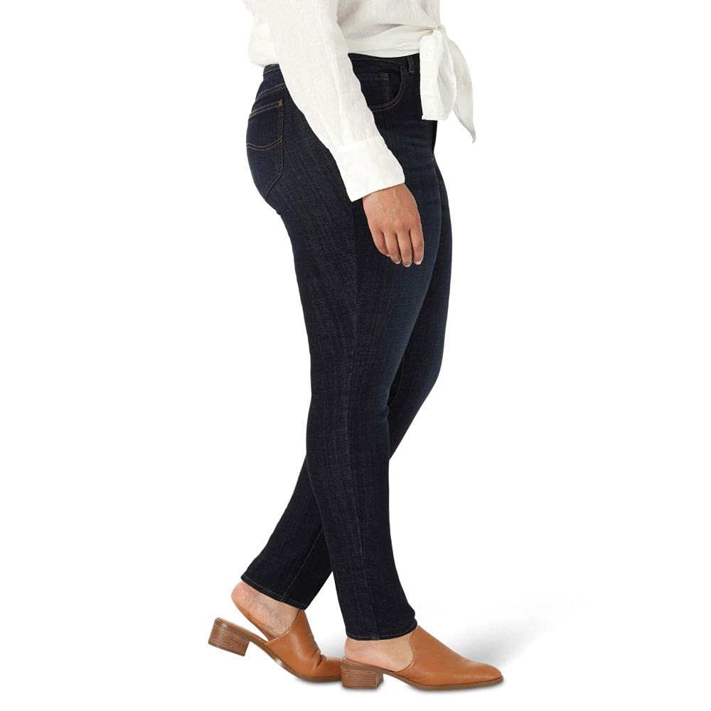 Lee Plus Size Slim Fit Skinny Leg Midrise Jean Jeans, Blackout, 48/Grande Largo para Mujer