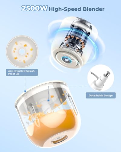 Image of AEXERO Large Capacity Vegetable Chopper Electric for Kitchen, 2 Stainless Steel Blades, One Touch Operation, for Mincing Garlic and More, 100 Watt (Apricot)
