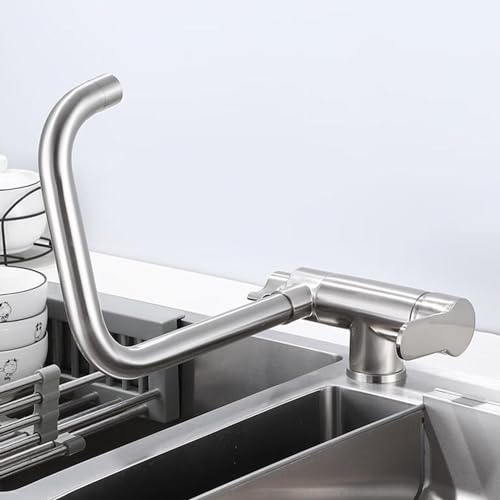 Robinet d'évier de cuisine 3 en 1-brossé laiton pour eau filtrée