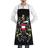QIPVEKR Austrian Coat of Arms Flag Aprons For Women With Pockets, Adjustable Waterproof Kitchen Apron for Cooking, Baking & BBQ