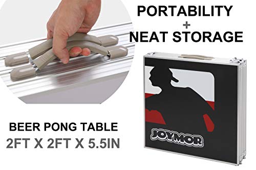 image for PEXMOR 8 FT Folding Beer Pong Table with Cup Holes & Safety Lock, Port