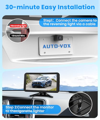 AUTO-VOX Wireless Backup Camera: 5" 1080P HD Dual-Channel Monitor, Easy Installation,Stable Digital Transmission Signal,IP69K Waterproof Night Vision Back Up Camera for Truck,SUV,Pickup,Car,Trailer