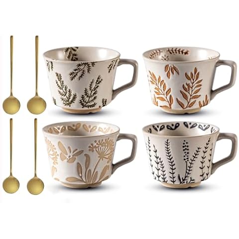 Tvvtuww Vintage Ceramic Mug Set of 4 Cover