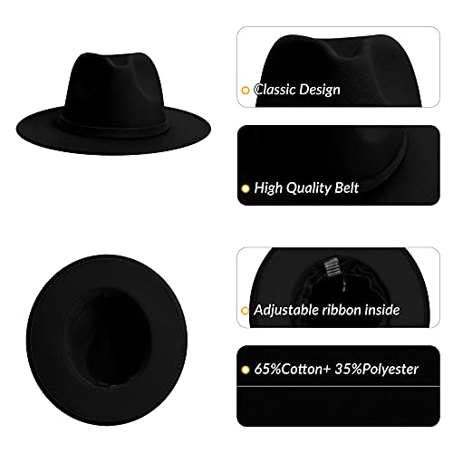 Image of KUJUHA Women Men Wide Brim Fedora Hat