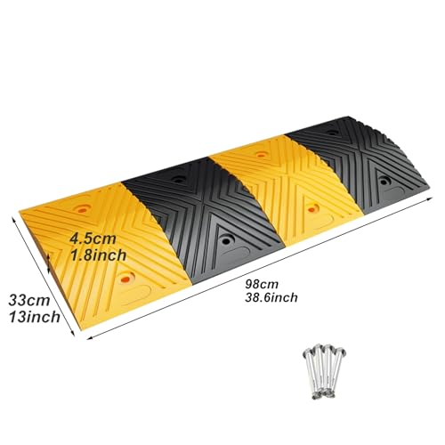 Topes de velocidad modulares de caucho resistente, 98 x 33 x 4,5 cm, para estacionamientos, escuelas, almacenes y hoteles miniatura 6