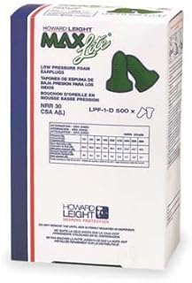 Howard Leight LPF-1-D MAX Lite NRR 30 Uncorded Disposable Single-Use Earplugs: 500 Pair Refill Box