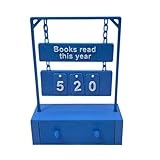 Books Read This Year Counter, Book Counter - 3D Printed Book Counter (Up to 999 Books), Reading Goal Display for Readers, Teachers, Writers & Library Lovers, Resin Book Sign (Blue)