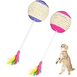 【Las características de la bola de sisal】: La bola de sisal tiene colores brillantes en el exterior, con piedras resonantes en el interior, lo que hace un sonido crujiente cuando se balancea. Puede atraer bastante la atención del gato.