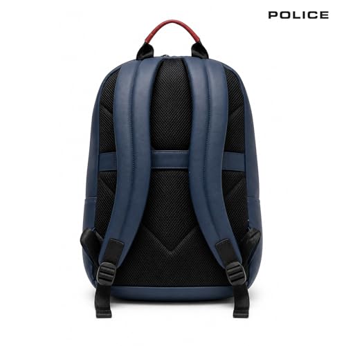 Image of Police Stylish Dual-Tone Laptop Backpack for Men & Women | Cushioned Laptop Sleeve | Large Storage Capacity | Front Organizer Pocket | Perfect for Office, College, Travel & Daily Use I Navy /Red