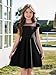 Haloumoning Girls Dress Summer Ruffle Sleeve Mesh A Line Casual Party Dresses with Pockets for Kids 4-14 Years Black