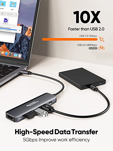 Usb C Hub, Cablecreation 5-In-1 Usb C To Hdmi Multiport Adapter, 100W Pd, 3 Usb 3.0 Ports For Macbook Pro, Macbook Air M1/M2, Ipad Pro, Surface Pro, Xps #TOP4