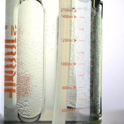 Image of 2.1 Liter Motivational Sports Gym Bottle Daily water intake with Time Markings BPA-Free. Leak proof For adults For Gym, Travel And office - (Transparent Black)