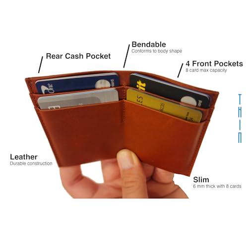 THIN Wallet | World's Thinnest | Minimalist | Maximum Eight Cards and Cash | Non-folding | Genuine Leather | Minimal Silhouette | Every Day Carry EDC (Blue)4