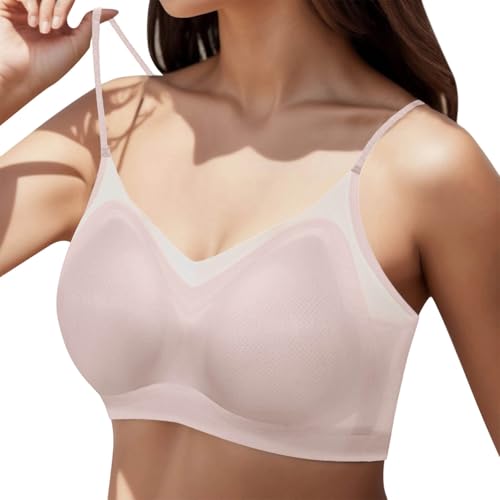 Sujetador Sin Aros Tallas Grandes - Elástico Reductor Sujetadores Suave Básico Brasieres con Relleno Moldeador Soutien Deportivo Comodo Bralette Transpirable Push Up Sexy