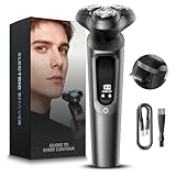 MALEGEBAZ Electric Razor for Men, IPX8 Waterproof with Type-C Quick Charge, 3D Flex Blades & Pop-Up Trimmer, 90 min Runtime, Travel Lock, Wet & Dry Shave, Elegant Gray