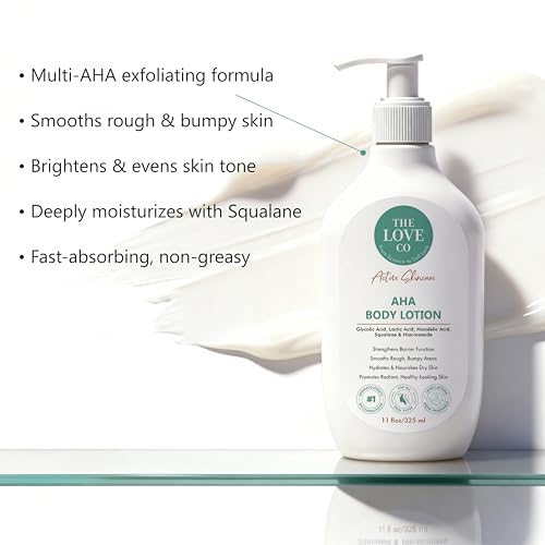 Image of THE LOVE CO 10% AHA + 2% BHA Body Lotion - Nourishing Formula for Dry Skin - Women & Men - Enhanced with Niacinamide, Shea Butter, Vitamin E - 325ml
