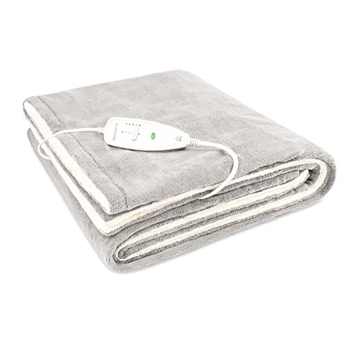 Medisana HB 675 doux et douillet Couverture chauffante, taille XXL taille 200 x 150 cm, avec 4 niveaux de température, blanc/gris, lavable - 60230