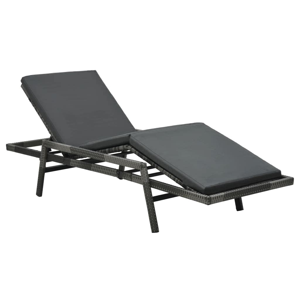 Tomostar Bain de Soleil, Chaise Longue Jardin Extérieur Transat pour Piscine avec Coussin Résine tressée Gris