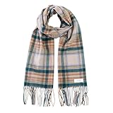 [matti totti] ベージュ × グリーン カシミヤ マフラー カシミア マフラー 大判 厚手 レディース チェック柄 チェック ストール 100 女性 ロング リバーシブル カシミヤマフラー カシミアマフラー ギフト プレゼント D0011B-47