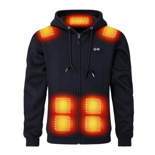 GOSEAGOTOFUN Heated Hoodie for Men Zip Up Heating Hooded Sweatshirt Unisex Thermal Jacket Winter Outdoor Hiking Casual Jacket Black Small - image 1